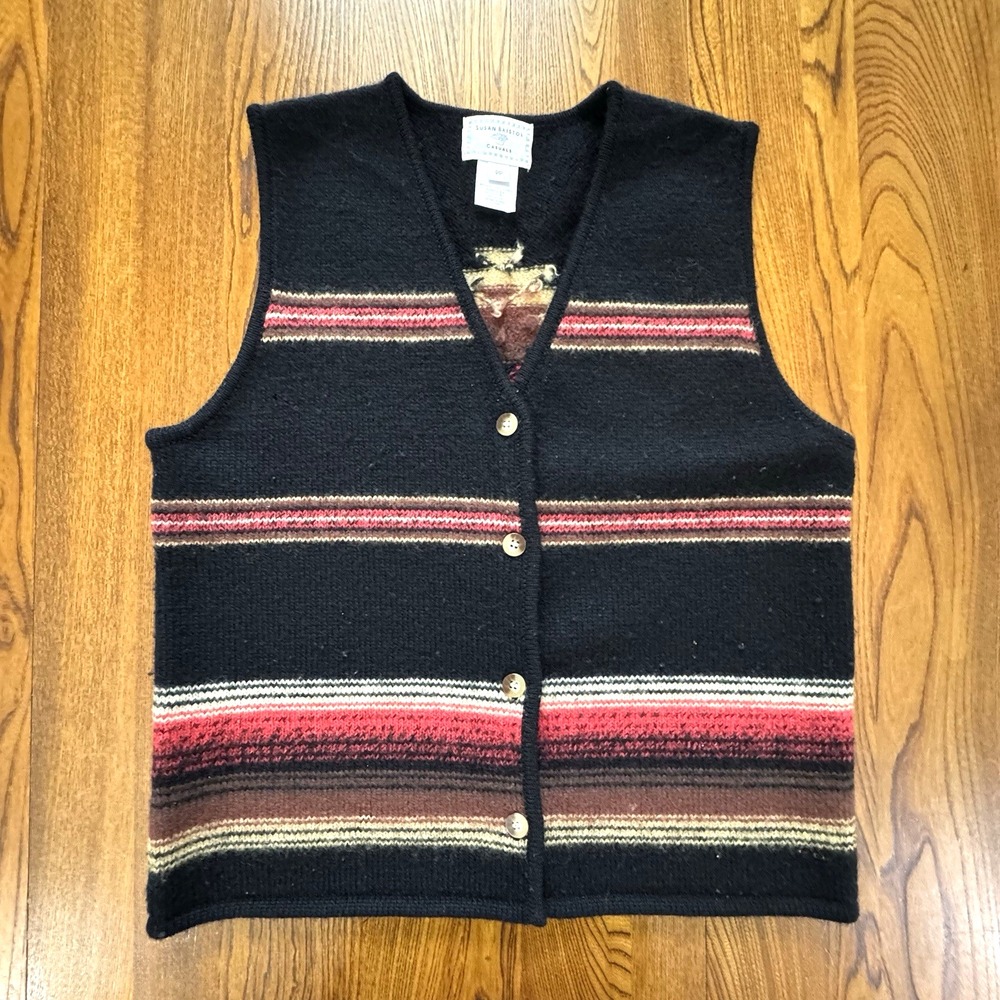 Vintage 90s Susan Bristol Casuals Southwestern Navajo Wool Sweater Vest Size M